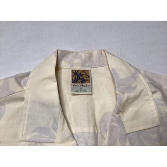 Hawaiian Shirt by Winnie Fashion Volcano Tan Volcano Boats Men’s XL Button Down - Picture 2 of 4